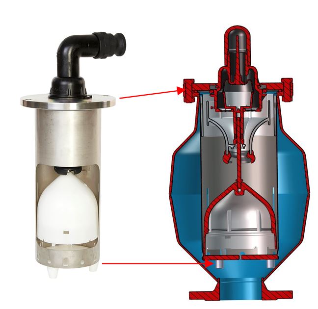 Automatic air release valve for oxidizer and filter tanks, stainless